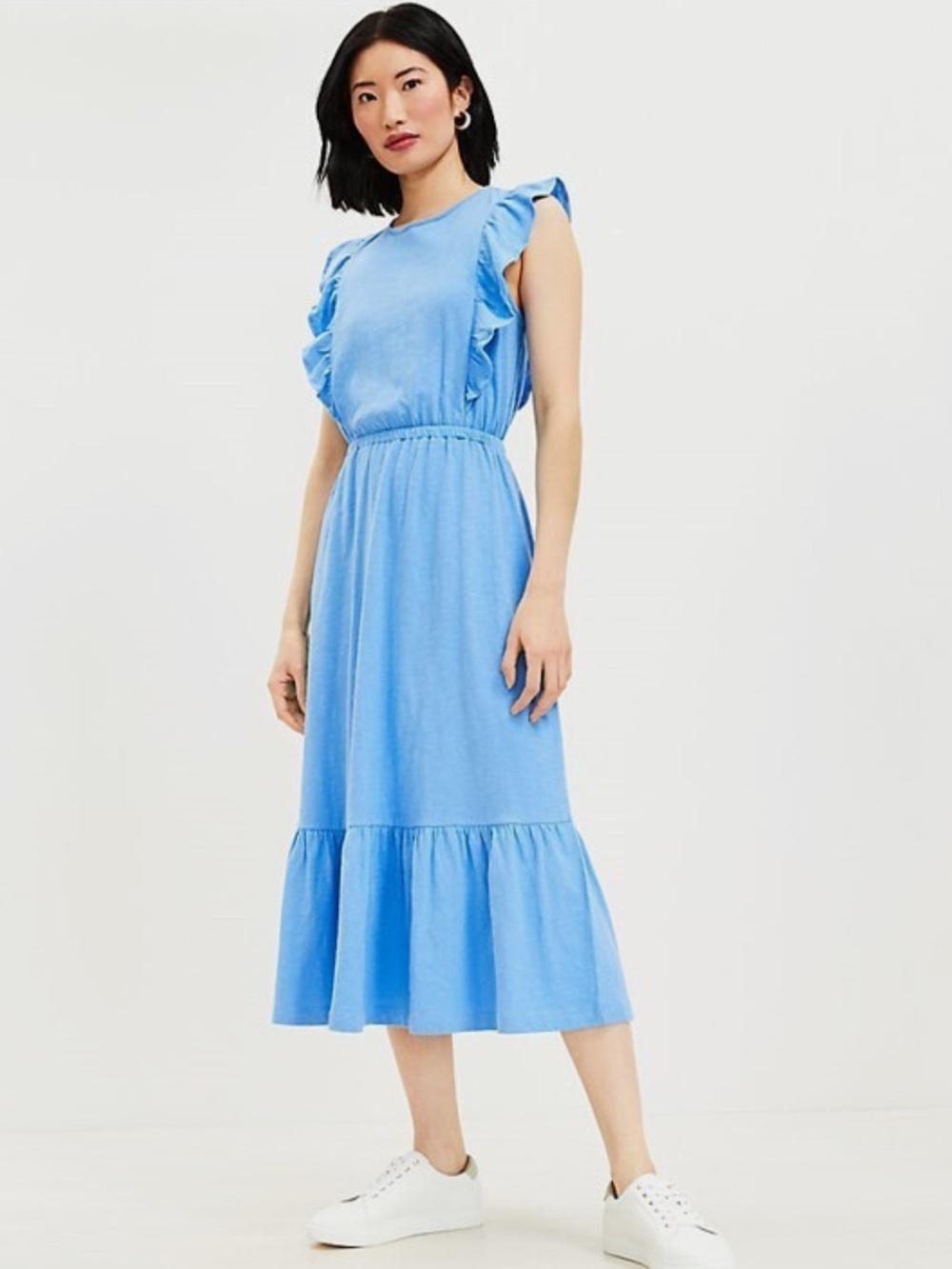 LOFT 🔥 Ruffle Sleeve Midi Dress